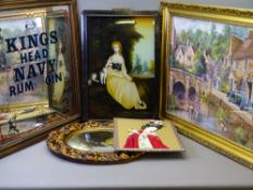 REPRODUCTION ADVERTISING MIRROR, painting on glass, framed completed jigsaw ETC