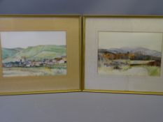 EDWARD MORRIS RCA, ABERDOVEY two untitled watercolour studies - mountainscape with trees and country