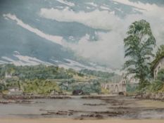 INITIALLED 'A R K' watercolour - '1969 depiction of the Menai Straits', 37 x 50cms