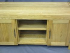 MODERN LIGHT OAK SIDEBOARD, 64cms H, 137cms L, 52cms D