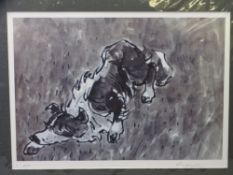 SIR KYFFIN WILLIAMS RA unframed but mounted artist's proof - working sheep dog, fully signed in