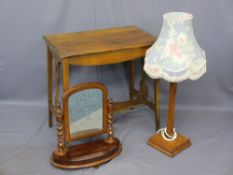 VICTORIAN & LATER FURNITURE, three items including a mahogany swing toilet mirror with barley