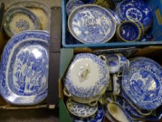 ASIATIC PHEASANT, WILLOW PATTERN, SPODE ITALIAN and other decorative blue and white ware, a good