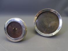 TWO CIRCULAR SILVER EASEL PICTURE FRAMES, Birmingham 1919, 12cms diameter and Chester 1916, 7cms