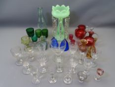 ANTIQUE & LATER GLASSWARE including a selection of early drinking glasses, some having knopped stems