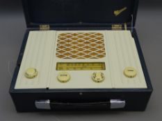 MARCONI VINTAGE CASED PORTABLE VALVE RADIO, 30cms Long, T24DA