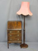 TWO ITEMS OF REPRODUCTION MAHOGANY FURNITURE to include a neat three drawer lady's writing bureau,