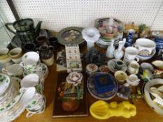 MIXED TEAWARE, DECORATIVE PLATES and ornamental pottery and porcelain ETC including Portmeirion