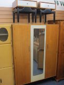 STYLISH THREE PIECE G-PLAN BEDROOM SUITE comprising wardrobe with central mirrored panel, 171cms