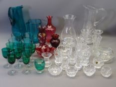 QUANTITY OF COLOURFUL CUT & OTHER GLASSWARE