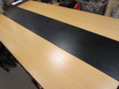 CONRAN STYLISH ULTRA-MODERN LIGHTWOOD DINING TABLE with central granite inset, 74.5cms H, 190cms