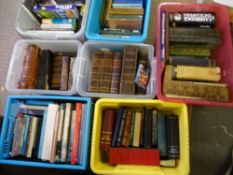 VINTAGE LEATHERBOUND & LATER WELSH & ENGLISH BOOKS, a large quantity in various plastic crates