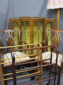 FURNITURE ASSORTMENT to include Art Deco style china cabinet, standard lamp, a pair of splatback