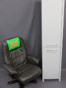 TWO MODERN FURNITURE ITEMS including a stressless type reclining leather effect armchair, 94cms H,