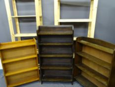 VINTAGE & LATER BOOKCASES & SHELVING, a quantity, various measurements