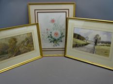 SAMUEL PRIDE watercolour - North Wales rural scene with cottages and figure with sheep on a track,