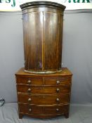 ANTIQUE & VICTORIAN MAHOGANY FURNITURE, two items including a crossbanded bow front wall hanging