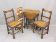 VINTAGE FURNITURE PARCEL to include a neat gate-leg table on barley twist supports, an oak folding
