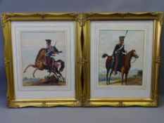 19th CENTURY WATERCOLOUR STUDIES - military figures on horseback, 25.5 x 20.5cms and 26 x 21cms