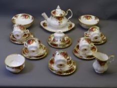 ROYAL ALBERT 'OLD COUNTRY ROSES' twenty nine pieces to include lidded teapot, six breakfast bowls,