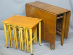 MID CENTURY MAHOGANY GATE LEG DINING TABLE and a set of five occasional tables