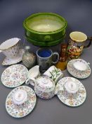 MIXED POTTERY & CHINA, a quantity to include a Bretby pottery planter, 9 pieces of Minton Hadden