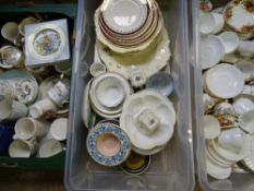 MIXED PORCELAIN, CHINA WARE & COMMEMORATIVES, a good quantity in three boxes, makers include Royal