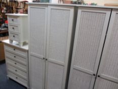 ULTRA MODERN FOUR PIECE BEDROOM SUITE, painted finish with wicker fronts comprising two double