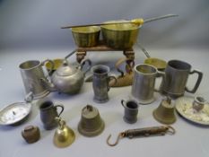VINTAGE PEWTER, BRASSWARE & CAST IRON HOUSEHOLD GOODS