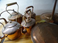 FOUR COPPER KETTLES & TWO WARMING PANS