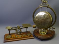 SET OF OAK & BRASS 'INDIA & COLONIES' MARKED POSTAL SCALES with a Queen Victoria embossed brass