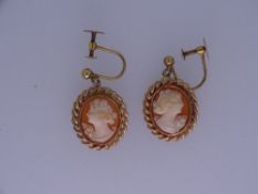 PAIR OF 9CT GOLD CAMEO EARRINGS with screw fittings, 3.3grms gross