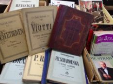 VIOLIN PRACTICE/EXERCISE BOOKS, sheet music and Strad magazines, a large quantity to include one