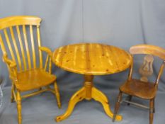 VINTAGE FARMHOUSE & OTHER FURNITURE, three items to include an oak splatback chair, an antique style