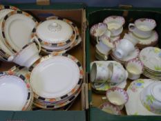 MIXED VINTAGE PART TEASETS & DINNERWARE within two boxes
