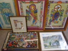 TWO PETER ROBERTS CELTIC ARTWORK ORIGINALS, a similar print with a small quantity of other