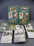 VINTAGE POSTCARDS - a quantity of 350 plus in two vintage and two modern albums, some busy street