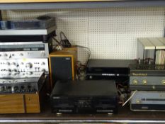 VINTAGE & LATER ENTERTAINMENT EQUIPMENT & SEPARATES and a quantity of LPs in a stylish perspex
