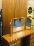 STAG MID CENTURY TWO DOOR TEAK WARDROBE and a non-matching pedestal dressing table with triple