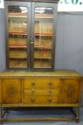 VINTAGE OAK SIDEBOARD & A VICTORIAN BOOKCASE TOP, 96cms H, 152cms W, 48cms D and 132cms H, 100cms W,