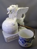 WHITE CERAMIC ADVERTISING LION for 'Madras World Prestigious Italian Shoe Manufacturer', depicting a