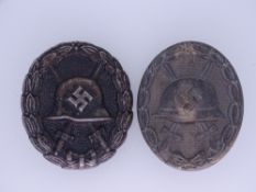 WORLD WAR II GERMAN THIRD REICH BLACK & SILVER WOUND BADGES