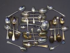 SILVER TEASPOONS & A SMALL LADLE, 27 pieces, George III, and indistinct mark possibly earlier,