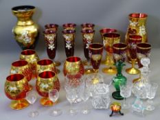 OVERLAID & OTHER GLASSWARE, an assortment