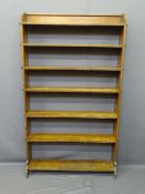 VINTAGE OAK OPEN BOOKSHELF with peg locked shelf ends, 172cms H, 105cms max W, 27cms max D