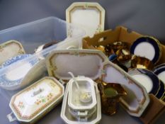 VICTORIAN COPPER LUSTRE, LIMOGES COBALT PLATES, Art Deco part dinner service and other decorative