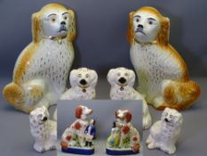 STAFFORDSHIRE DOGS, an assortment, four pairs, the tallest 37cms H