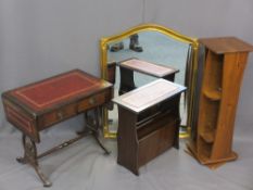 REPRODUCTION OCCASIONAL FURNITURE, four items to include a lyre end twin flap table and a magazine