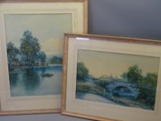 WILLIAM JOSEPH WADHAM watercolours, two - one titled 'Old Roman Bridge & Village, near Pwllheli,