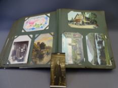 VINTAGE POSTCARD ALBUM & CONTENTS, approximately 300 photo images and other cards including early